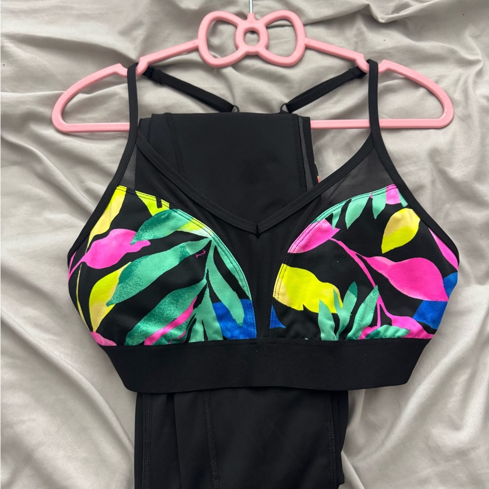 Victoria's Secret Black and Multicolor Sports Bra